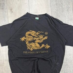 Vintage 2000s emo grunge obscure dragon graphic body t shirt Size XL measures L
